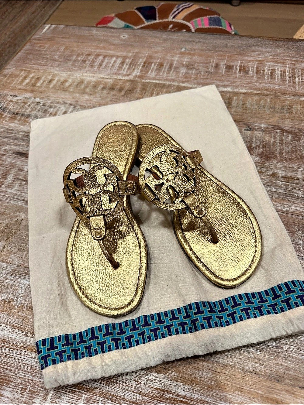 Tory Burch Miller Metallic Sandal Gold Leather Sandals